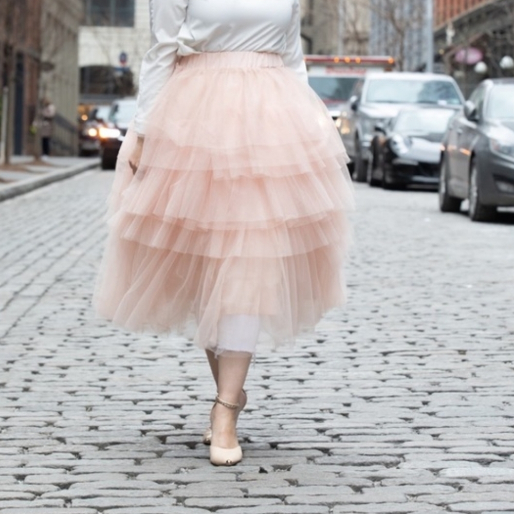 Chicwish Light Pink Tutu Mesh Skirt Tulle Netting Tiered Balletcore Feminine M/L - Picture 2 of 9